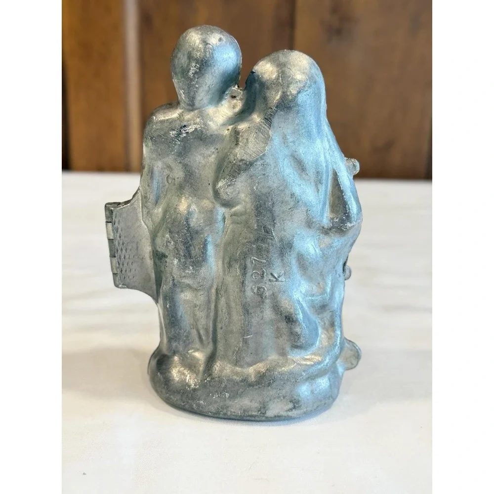 Antique Pewter Ice Cream Chocolate Mold Bride and Groom 7
